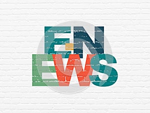 News concept: E-news on wall background