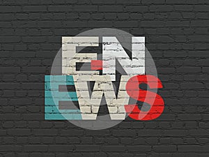 News concept: E-news on wall background