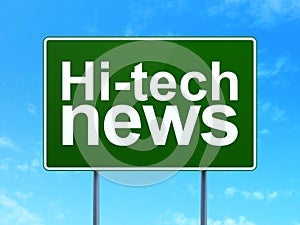 News concept: Hi-tech News on road sign background