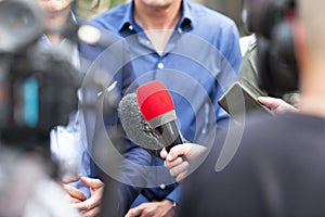 News conference. Journalism. photo