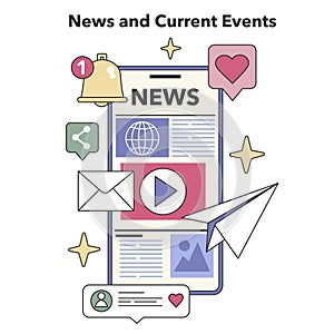 News and Current Events theme. Flat vector illustration