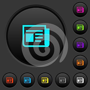 News dark push buttons with color icons