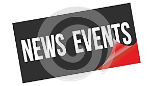 NEWS  EVENTS text on black red sticker stamp