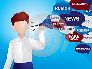 Filtering out fake news illustration vector.