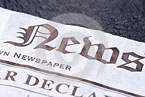 News headline on the newspaper page