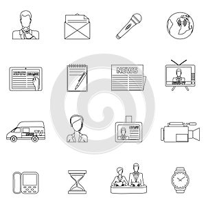 News icons set outline