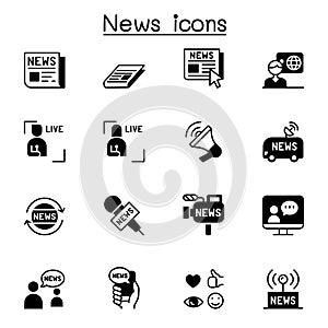 News icons set vector illustration graphic design solid style