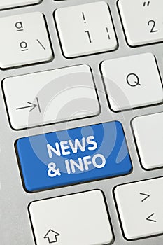 News & info - Inscription on Blue Keyboard Key