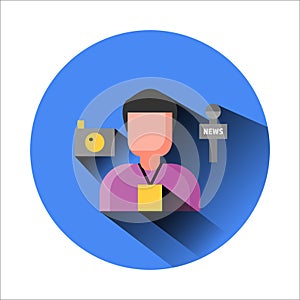 News Journalist icon WITH FLAT DESIGN AND SIMPLES TYLE