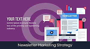 News letter marketing strategy vector banner.