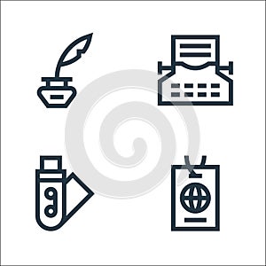 News line icons. linear set. quality vector line set such as id card, usb, typing