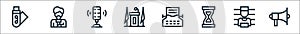 News line icons. linear set. quality vector line set such as propaganda, wanted, hourglass, typing, tribune, microphone, reporter