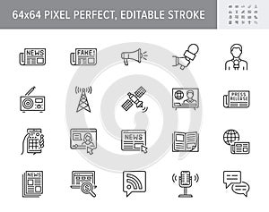 News line icons. Vector illustration included icon as newspaper, mass media, journalist, fake, television broadcasting