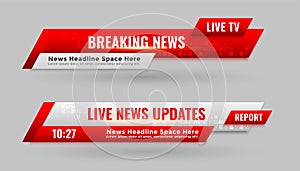 News lower third banners in red color