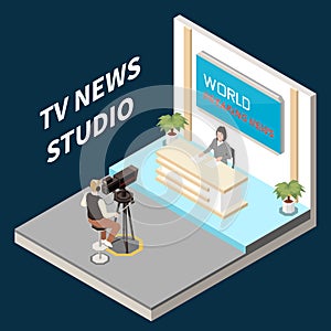 News Media Isometric Concept