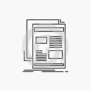 news, newsletter, newspaper, media, paper Line Icon. Vector isolated illustration