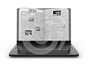 News. Newspaper as laptop screen