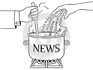 News production metaphor coloring book vector