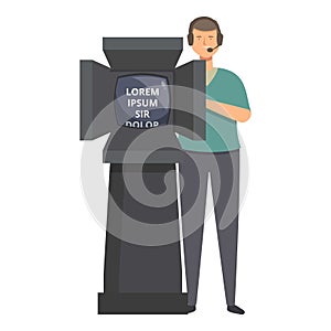 News production teleprompter icon cartoon vector. Media host photo