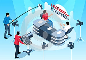 News Studio Isometric Illustration