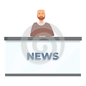 News studio show icon cartoon vector. Online tv host