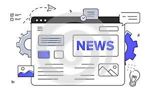 News webpage vector linear