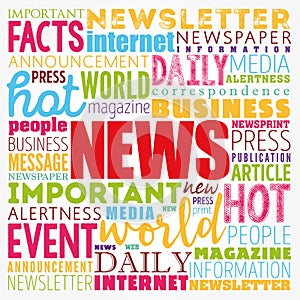 NEWS word cloud collage, business concept background