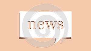 NEWS word on cutout white paper speech bubble on sepia color background