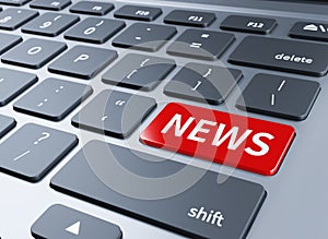 News word in red keyboard buttons.3d illustration