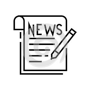 News writing line icon, concept sign, outline vector illustration, linear symbol.