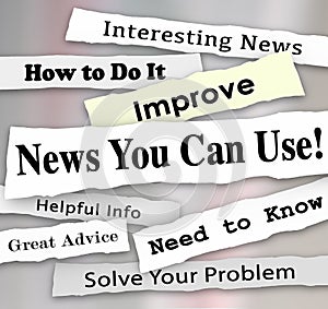 News You Can Use Newspaper Headline Articles Helpful Information photo