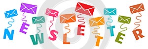 Newsletter Colorful Envelopes Hanging Text