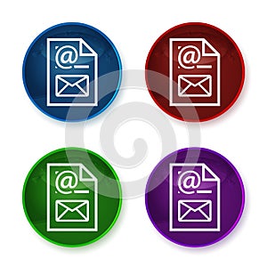 Newsletter document page icon shiny round buttons set illustration