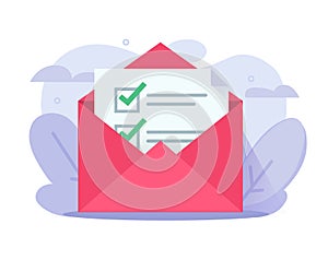 Newsletter email confirm icon checklist vector or verify membership mail subscription campaign letter flat illustration graphic,