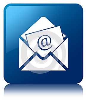 Newsletter email icon blue square button