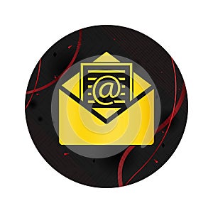Newsletter email icon elegant black round button