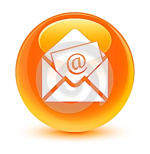 Newsletter email icon glassy orange round button