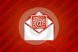 Newsletter email icon isolated on abstract red gradient magnificence background