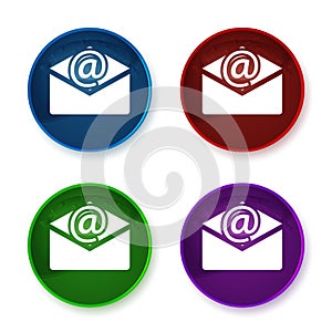 Newsletter email icon shiny round buttons set illustration