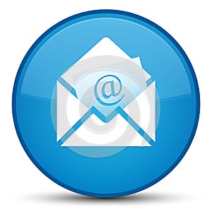 Newsletter email icon special cyan blue round button