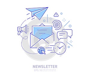 Newsletter - Email marketing concept line design style icon.