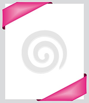 Newsletter or gift card template with pink ribbons background.