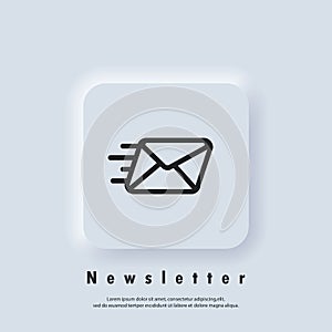 Newsletter logo. Envelope icon. Email and messaging icons. Email marketing campaign. Vector EPS 10. UI icon. Neumorphic UI UX