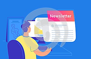 Newsletter monthly subscription flat vector illustration