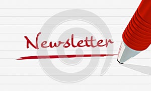 The newsletter in red. Image for illustration or announcement of a newsletter.