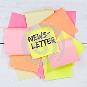 Newsletter subscribing internet business concept marketing campaign desk note paper photo