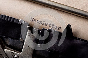 newsletter - text message on the typewriter close-up