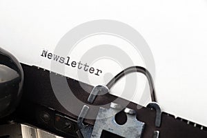 Newsletter text on retro typewriter