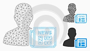 Newsmaker Newspaper Vector Mesh Carcass Model and Triangle Mosaic Icon photo