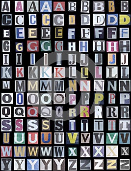 Newspaper alphabet upper